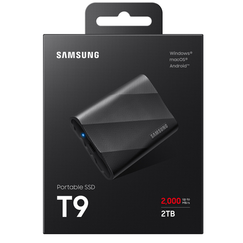2TB Samsung T9 NVMe/Zwart/USB-C/2000/1950